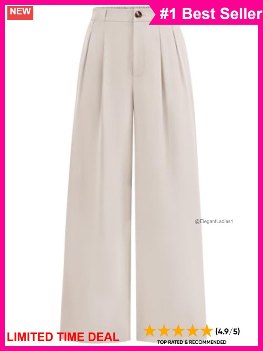 Wide Leg Dress Pants High Waisted Button Trousers Business Casual